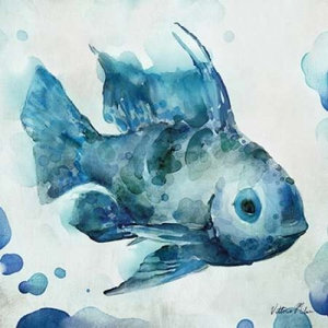 Watercolor Seahorse I Keilrahmen-Bild Leinwand Seepferdchen blau Vittorio Milan