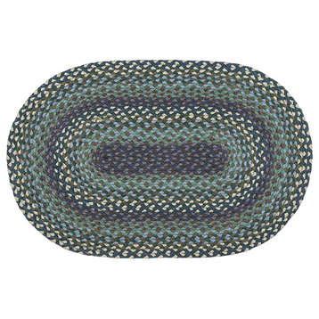 Blueberries and Cream Oval Braided Rug, 20"x30"