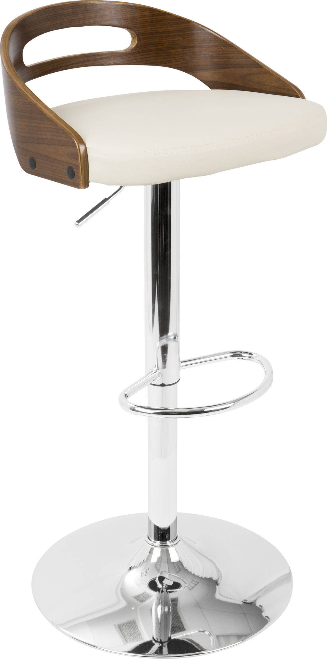 LumiSource Cassis Adjustable Height Barstool With Swivel, Walnut/Cream