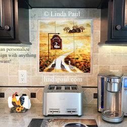 Modern farmhouse backsplash tile mural for french country kitchen coffee bar - Tile Murals