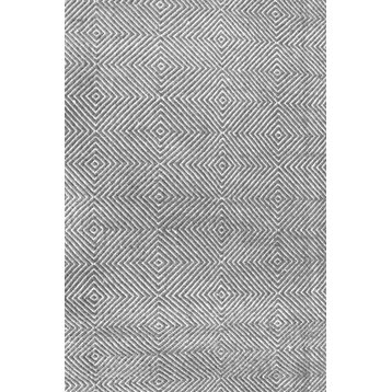 Hand-Tufted Trellis Rug, Gray, 2'6"x10'
