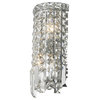 Cascade 2-Light Chrome Finish Crystal Rounded Wall Sconce ADA Compliant, Small