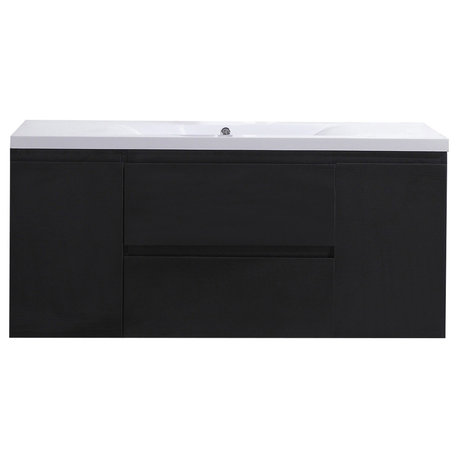 MOB 48" Wall Mounted Vanity With Reinforced Acrylic Sink, Black