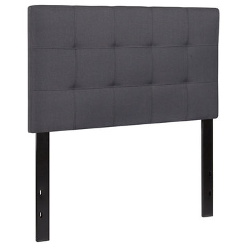 Bedford Tufted Upholstered Twin Size Headboard, Dark Gray Fabric