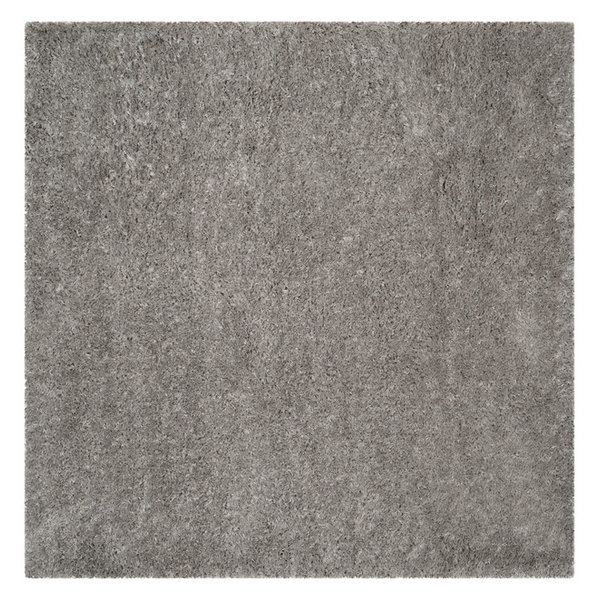 Safavieh Polar Shag Collection PSG800D Solid Glam 3-inch Extra Thick Area Rug, 6’7″ x 6’7″ Square, Silver