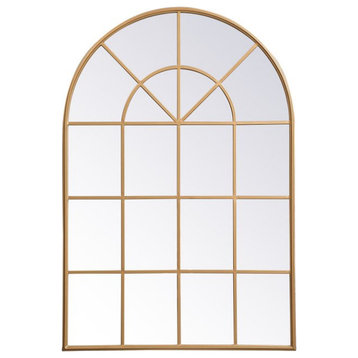 Macey Metal Windowpane Mirror, 36"x53", Brass