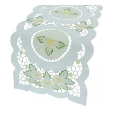 Elegant Daisy Embroidered Cutwork 16"x34" Table Runner
