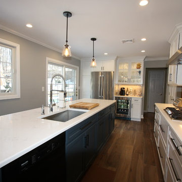 Ceramic Tile Floor - Roseland NJ White Transitional Kitchen - NY Metro Area