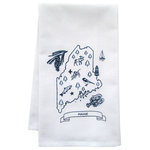 artgoodies - Organic Maine Tea Towel - This high quality 100% certified organic cotton tea towel was custom made just for artgoodies! Hand printed with an original design by Lisa Price it measures 20"x 28" and has a convenient corner loop for hanging. Nice and absorbent for drying dishes, looks great when company is over, and makes a great housewarming gift!
