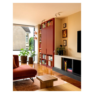 Bespoke red cabinet in contemporary living room - Contemporary - Living ...