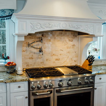 White Kitchen with Blue China Hutch