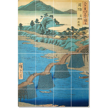 Utagawa Hiroshige Ukiyo-E Painting Ceramic Tile Mural #73, 48"x72"