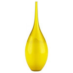 Cyan Design - Moonbeam Vase, Large - Add a pop of bright yellow to your home with the Moonbeam Vase. Made from two-tone translucent and opaque yellow glass, this vase is vibrant and current. Its bold color and unique design make it an ideal addition to a contemporary living space. The large vase is pictured in the center.