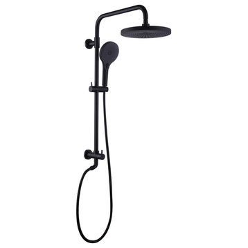 Shower System With Handheld Shower & Shower Head (Not Included Rough Valves), Matte Black
