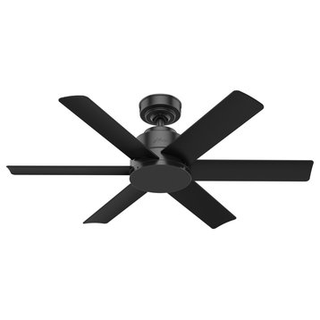 Hunter 44" Kennicott Matte Black Outdoor Ceiling Fan With Wall Control