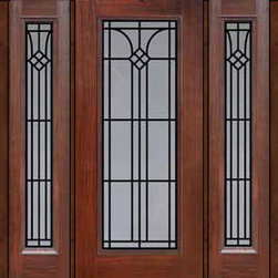 Prehung Sidelites Door 80 Fiberglass Cantania Full Lite GBG Glass - Front Doors