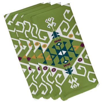 Jodhpur Medallion, Geometric Print Napkin, Green, Set of 4
