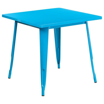 Flash Furniture 31.5" Square Metal Dining Table in Crystal Blue