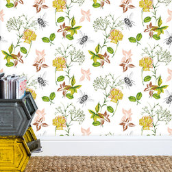Flora & Fauna  White Wallpaper - Wall Decor