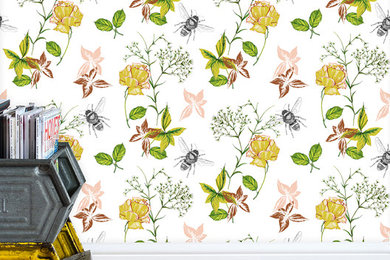 Flora & Fauna  White Wallpaper