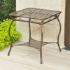 Pemberly Row Iron Patio End Table in Bronze