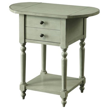 Furniture of America Mendez Wood Drop-Leaf Side Table in Antique Gray
