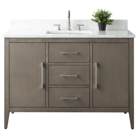 Vanity Art Bathroom Vanity With Sink, Driftwood Gray, 48", Single Sink, Brushed Nickel
