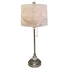 28" Crystal Lamp With White Marble Texture Shade, Brushed Nickel, Set of 2