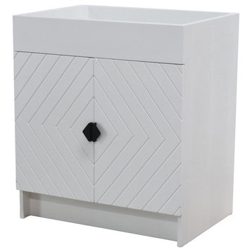 30" Single Sink Foldable Vanity Cabinet, White Finish