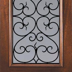 Slab Single Door 80 Wood Mahogany Palermo GBG Arch Lite GBG Glass - Front Doors