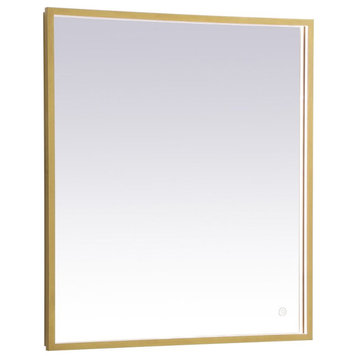 Elegant Decor MRE62436BR 24"x36" LED Mirror, Adjustable Color, Brass
