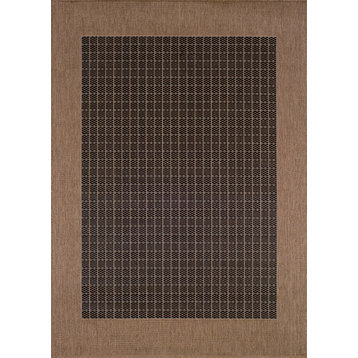 Couristan Recife Checkered Field Black and Cocoa Indoor/Outdoor Rug, 3'9"x5'5"