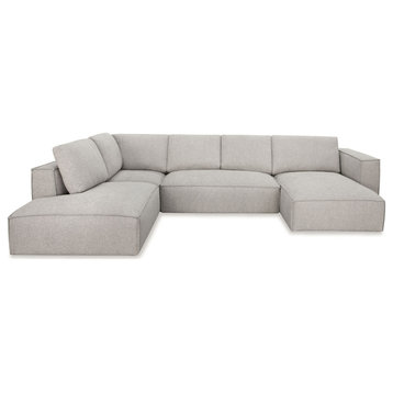 Lulu Light Grey Fabric Modular Sectional Sofa With Right Facing Chaise