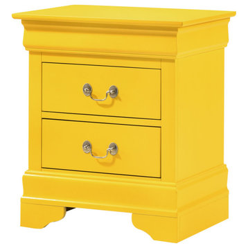 Louis Philippe 2-Drawer Nightstand (24 in. H X 21 in. W X 16 in. D), Yellow