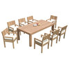 9-Piece Outdoor Teak Dining Patio Set: 86" Rectangle Table & 8 Vera Arm Chairs