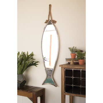 Kalalou Ccg1308 Vertical Fish Mirror With Rope Hanger