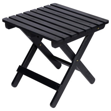 Shine Co. Cedar Wood Hydro-Tex Adirondack Square Folding Side Table Black 4119BK