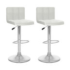 Zion White PU Fabric Upholstered Adjustable Low Back Tufted Barstools - Set of 2