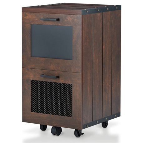 Furniture of America Brynn Industrial Wood Filing Cabinet with Casters in Walnut