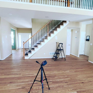 Red Oak floor and handrail after