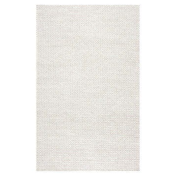 nuLOOM Braided Wool Hand Woven Chunky Cable Rug, Off White, 9'x12'