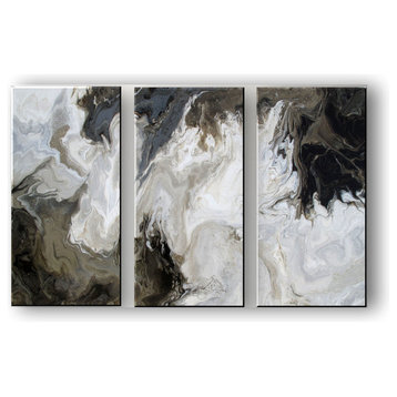 High Gloss Resin Painting - 3 piece Abstract Painting - Modern Canvas Wall Art