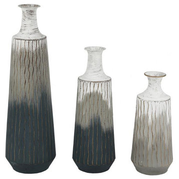 LuxenHome Set of 3 Multi-Color Ombre Metal Bottle Vases