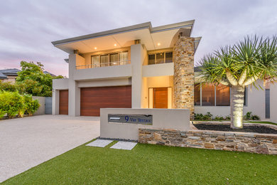 Photo of a modern two-storey house exterior in Perth.