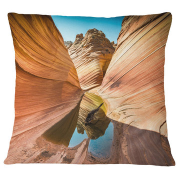 Water Inside Arizona Wave Landscape Photography Throw Pillow, 16"x16"