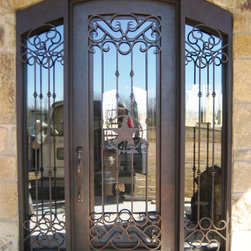 Lone Star Wrought Iron Door with Sidelights - Front Doors