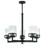 Livex Lighting - Livex Lighting 40595-07 Harding - Five Light Chandelier - The transitional style of the Harding five light cHarding Five Light C Bronze Clear Seeded  *UL Approved: YES Energy Star Qualified: n/a ADA Certified: n/a  *Number of Lights: Lamp: 5-*Wattage:100w Medium Base bulb(s) *Bulb Included:No *Bulb Type:Medium Base *Finish Type:Bronze