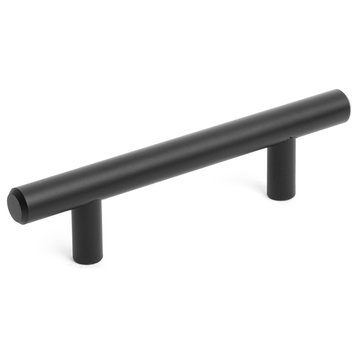 Diversa Matte Black Euro Style Solid Cabinet Bar Pulls, 3" (76mm) Hole Spacing