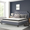 Brighton King Size Tufted Upholstered Platform Bed in Light Gray Fabric with...