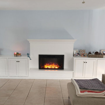 Custom Fireplace, Mantel, Hearth and Shaker Cabinets